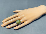 Rare Native American Navajo Signed Frogskin Turquoise Sterling Silver Large Ring-Nativo Arts