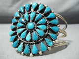 Incredible Vintage Native American Navajo Blue Gem Turquoise Cluster Sterling Silver Bracelet-Nativo Arts