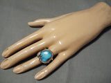 Amazing Vintage Native American Navajo Bisbee Turquoise Sterling Silver Ring Old-Nativo Arts