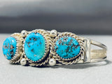 Expressive Vintage Native American Navajo Morenci Turquoise Sterling Silver Bracelet-Nativo Arts
