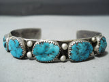Impressive Vintage Native American Navajo Kingman Turquoise Sterling Silver Bracelet Old-Nativo Arts