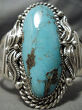 Magnificent Vintage Native American Navajo Domed Morenci Turquoise Sterling Silver Bracelet Old-Nativo Arts