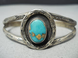 Wonderful Vintage Native American Navajo Damale Turquoise Sterling Silver Bracelet Old-Nativo Arts