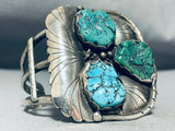 Mens Vintage Native American Navajo Museum Quality Turquoise Sterling Silver Bracelet-Nativo Arts