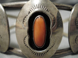 Magnificent Vintage Native American Navajo Oval Stamped Boxes Sterling Silver Bracelet Old-Nativo Arts