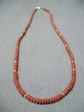 Rare Authentic Native American Navajo 14k Gold Coral Necklace-Nativo Arts
