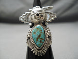 Tremendous Vintage Native American Navajo Turquoise Kachina Sterling Silver Ring-Nativo Arts