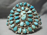 Chunky Rare Vintage Native American Navajo Blue Diamond Turquoise Sterling Silver Bracelet Old-Nativo Arts