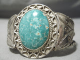 Early Museum Vintage Native American Navajo Carico Lake Turquoise Sterling Silver Bracelet Old-Nativo Arts