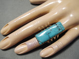 Towering Signed San Felipe Turquoise Sterling Silver Ring-Nativo Arts