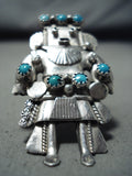 One Of The Tallest Vintage Native American Navajo Turquoise Sterling Silver Kachina Ring-Nativo Arts