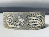 Intriguing Native American Navajo Signed Sterling Silver Hands Textured Bracelet-Nativo Arts