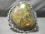 Important Native American Navajo Hand Scalloped Sterling Silver Royston Turquoise Bracelet-Nativo Arts