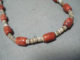 Native American Wonderful Santo Domingo Coral Heishi Sterling Silver Necklace-Nativo Arts