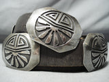 Intricate Vintage Hopi Native American Navajo Sterling Silver Geomtric Concho Belt Old-Nativo Arts