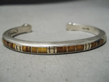 Fabulous Vintage Native American Navajo Tigers Eye Sterling Silver Bracelet Old-Nativo Arts