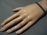 Fantastic Vintage Native American Navajo Blue Gem Turquoise Sterling Silver Bracelet Old-Nativo Arts