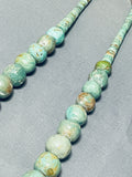 Very Rare Vintage Native American Navajo Rounded Turquoise Sterling Silver Necklace-Nativo Arts