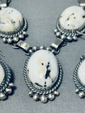 Fabulous Native American Navajo White Buffalo Turquoise Sterling Silver Necklace & Earrings Set-Nativo Arts