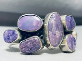 Native American Chunky Charoite Flower Cluster Vintage Southwest Sterling Silver Bracelet-Nativo Arts