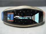 Extreme Detail Outer Space Vintage Native American Navajo Turquoise Sterling Silver Bracelet-Nativo Arts