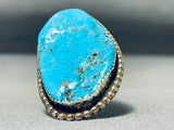 Breathtaking Vintage Native American Navajo Morenci Turquoise Sterling Silver Ring-Nativo Arts