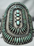 Native American Best Early Vintage Zuni Cerrillos Turquoise Sterling Silver Cluster Bracelet-Nativo Arts