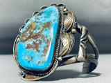 One Of Best Ever Vintage Native American Navajo Old Kingman Turquoise Sterling Silver Bracelet-Nativo Arts