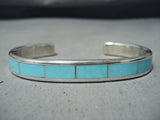 Stunning Zuni Native American Kingman Inlay Turquoise Sterling Silver Bracelet-Nativo Arts