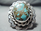 Magnificent San Felipe #8 Turquoise Mine Sterling Silver Ring Native American-Nativo Arts