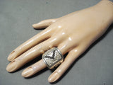 Heavy Rare Native American Navajo Dan Jackson Sterling Silver Rug Patterns Ring-Nativo Arts