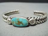 Tight Coil Vintage Native American Navajo Royston Turquoise Sterling Silver Bracelet-Nativo Arts