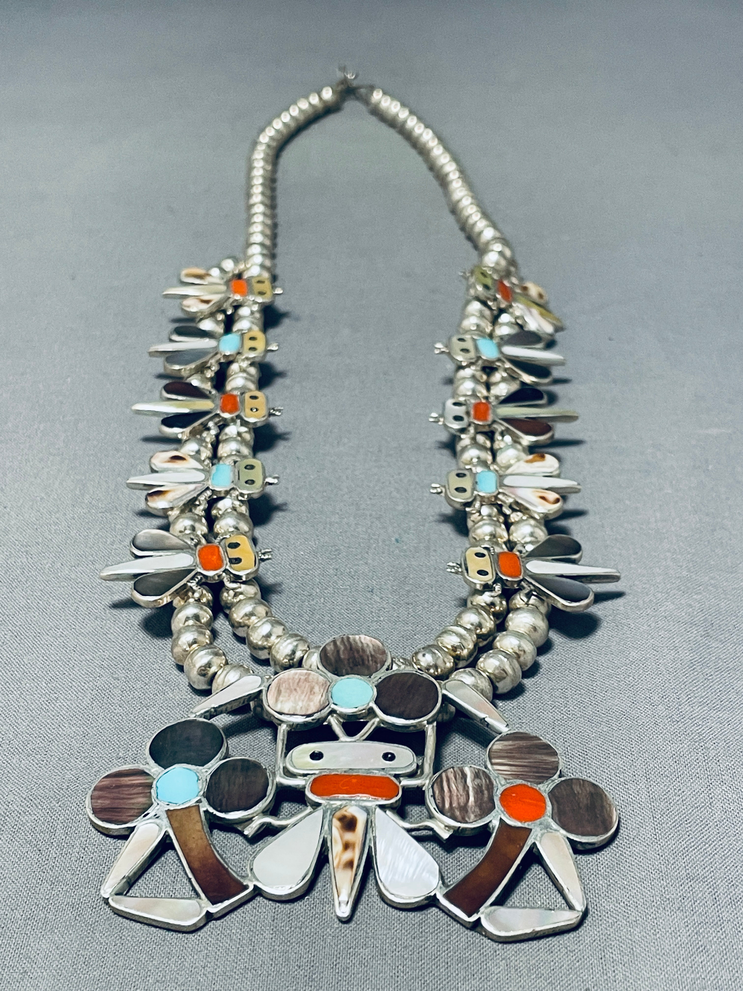 One Most Unique Vintage Native American Zuni Turquoise Sterling