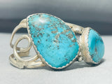 Most Unique Vintage Native American Navajo Double Morenci Turquoise Sterling Silver Bracelet-Nativo Arts