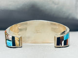 Picasso Stlye Native American Navajo Turquoise Mosaic Sterling Silver Inlay Bracelet-Nativo Arts