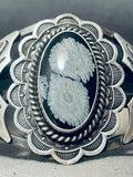 One Of The Best Vintage Native American Navajo Snowflake Obsidian Sterling Silver Bracelet-Nativo Arts
