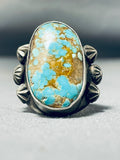 One Of The Best Vintage Native American Navajo #8 Turquoise Sterling Silver Ring-Nativo Arts