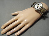 Exquisite Vintage Native American Zuni Mother Of Pearl Sterling Silver Bracelet Old Bird-Nativo Arts