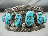 Detailed Vintage Native American Navajo Graduating Turquoise Sterling Silver Bracelet-Nativo Arts