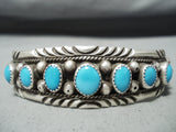 Bea Nez Vintage Native American Navajo Sleeping Beauty Turquoise Sterling Silver Bracelet Old-Nativo Arts