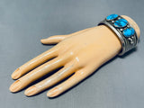 One Of The Best Vintage Native American Navajo Blue Diamond Turquoise Sterling Silver Bracelet-Nativo Arts
