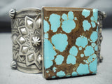 Heavy Huge Vivid Native American #8 Turquoise Sterling Silver Bracelet-Nativo Arts