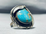 Amazing Vintage Native American Navajo Pilot Mountain Turquoise Sterling Silver Ring-Nativo Arts