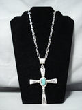 Incredible Navajo Turquoise Sterling Silver Cross Necklace Native American-Nativo Arts
