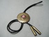 Unique Vintage Native American Navajo Marine Coprs Sterling Silver Brass Bolo Tie-Nativo Arts