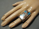 Astonishing Vintage Native American Navajo Sterling Silver Wildhorse Turquoise Ring-Nativo Arts