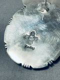 Native American Rare Signed Santo Domingo Spiderweb Turquoise Sterling Silver Earrings-Nativo Arts