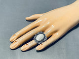 Wonderful Vintage Native American Navajo Mother Of Pearl Sterling Silver Ring-Nativo Arts