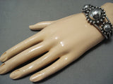 Early Big Bead Vintage Native American Navajo Hand Tooled Sterling Silver Bracelet-Nativo Arts