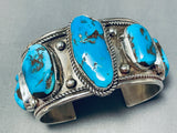 Astounding Vintage Native American Navajo Bisbee Turquoise Sterling Silver Bracelet Signed-Nativo Arts